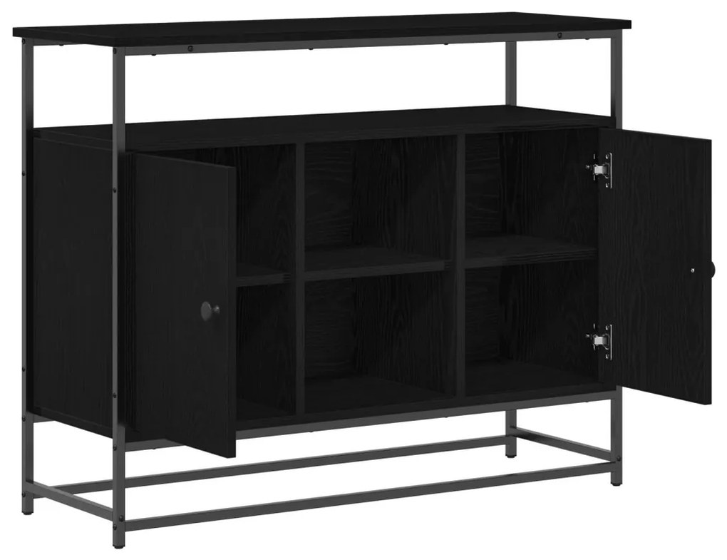 Fekete tölgy oldalszekrény 100x35x80 cm Műszaki fa és Acél