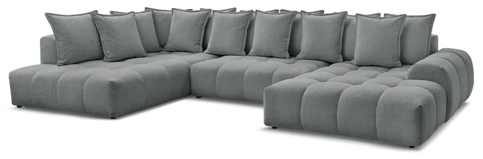 Sötétszürke zsenília kinyitható-tárolóhelyes sarokkanapé (bal oldali-U alakú) Everest – Bobochic Paris