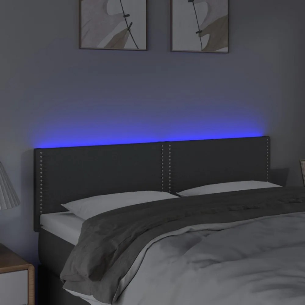 sötétszürke szövet LED-es fejtámla 144x5x78/88 cm