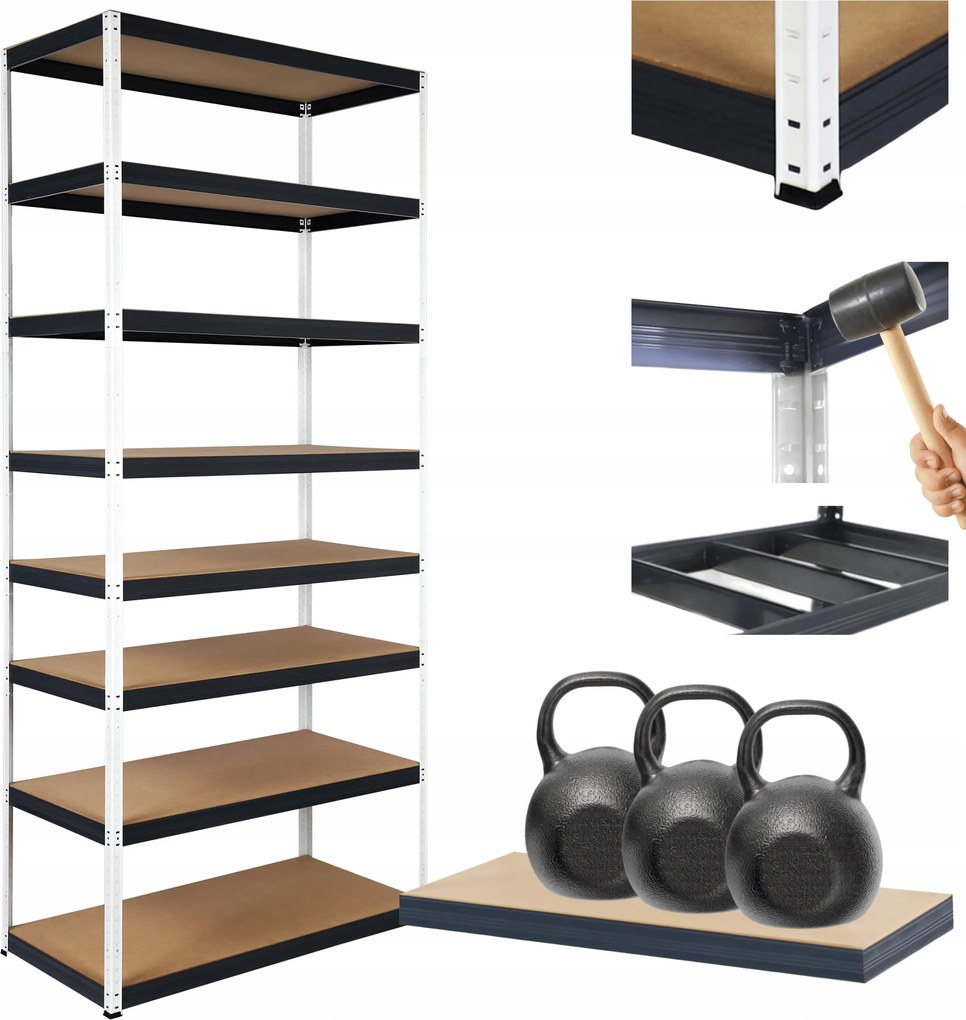 Tárolószekrény fém állvány Helios 270x75x40cm 8Px350kg Tömör