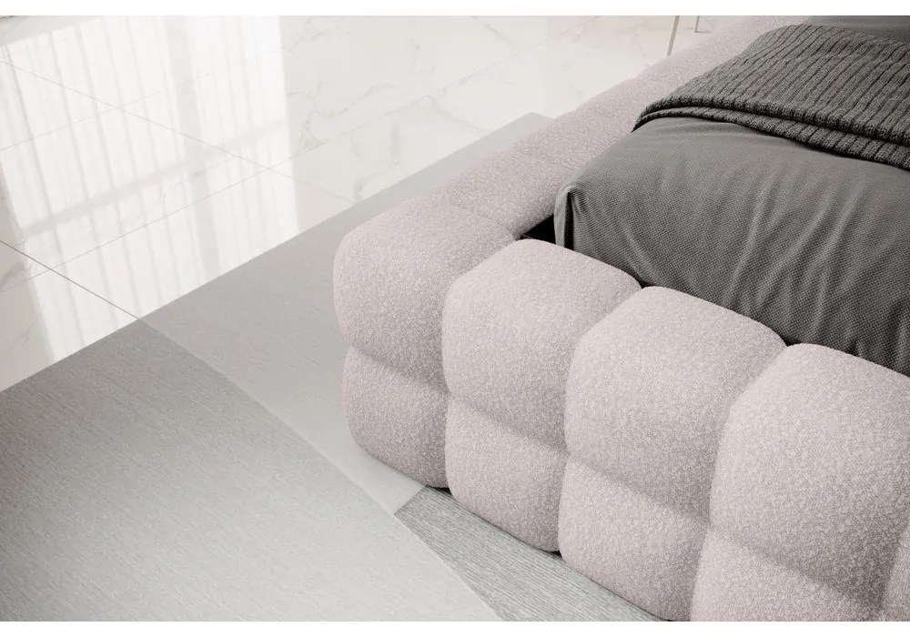 Világos rózsaszín kárpitozott ágyneműtartós franciaágy ágyráccsal 180x200 cm Dizzle – ELTAP