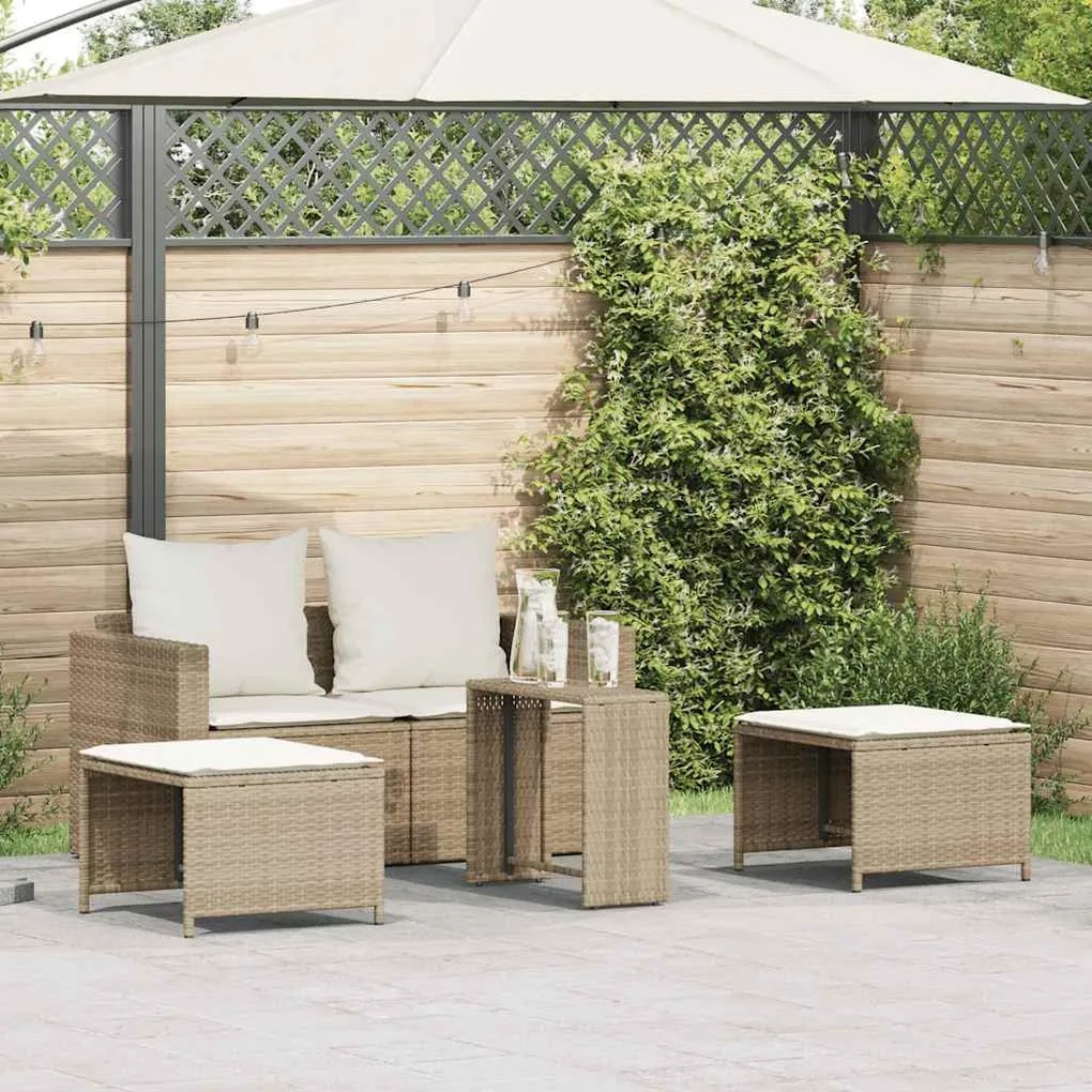 5 részes polyrattan kerti kanapé garnitúra párnákkal stackable