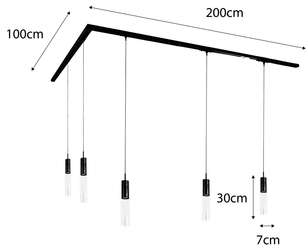 Modern sínrendszer 5 fekete függőlámpa - Iconic Lloyd
