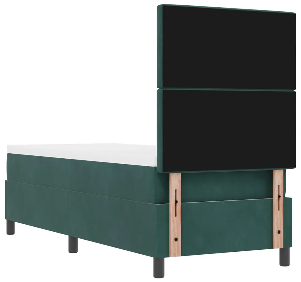 Boxspring Ágy Matrac Kétszemélyes Zöld 80x200 cm Bársony