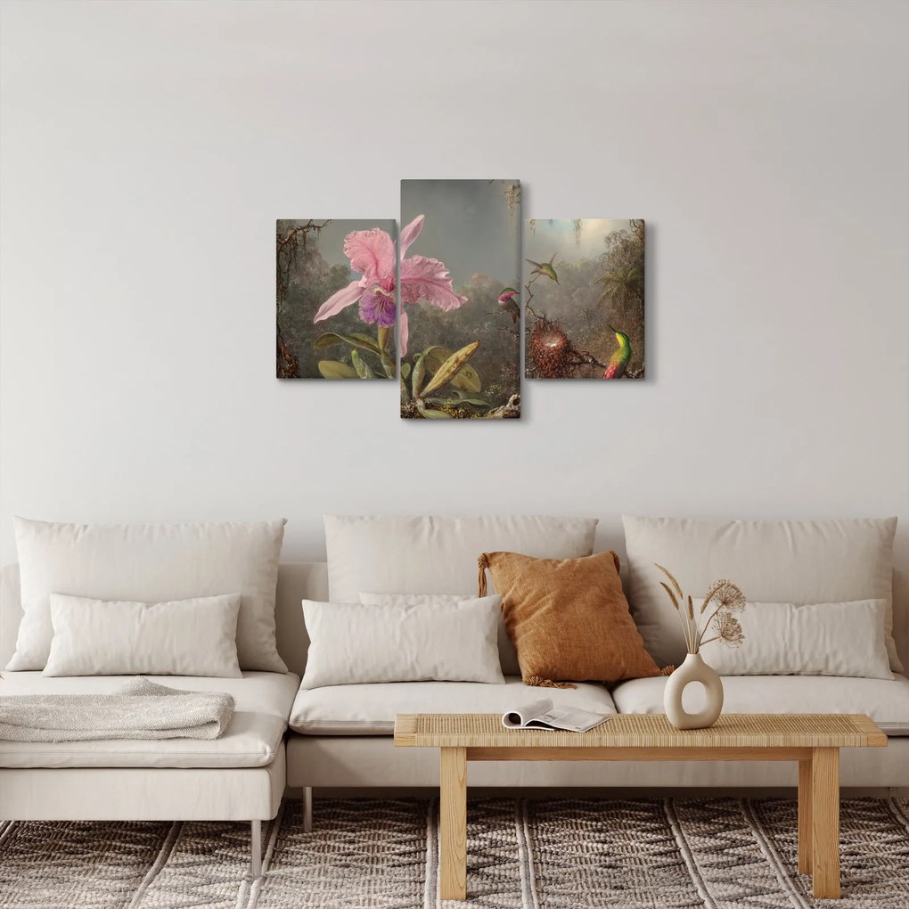Kép - Martin Johnson Heade, Cattleya Orchid and Three Hummingbirds, reprodukciók (90x60 cm)