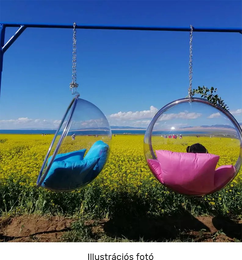 Függő fotel, átlátszó/arany/fehér, BUBBLE NEW TYP 1