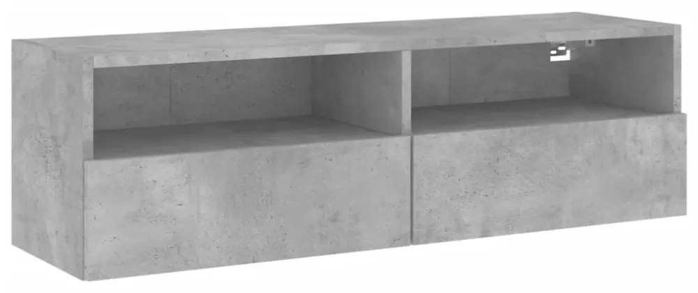 betonszürke szerelt fa fali TV-szekrény 100 x 30 x 30 cm