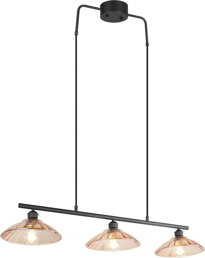 Fekete-borostyán színű fém függőlámpa üveg búrával Eluna – Reality