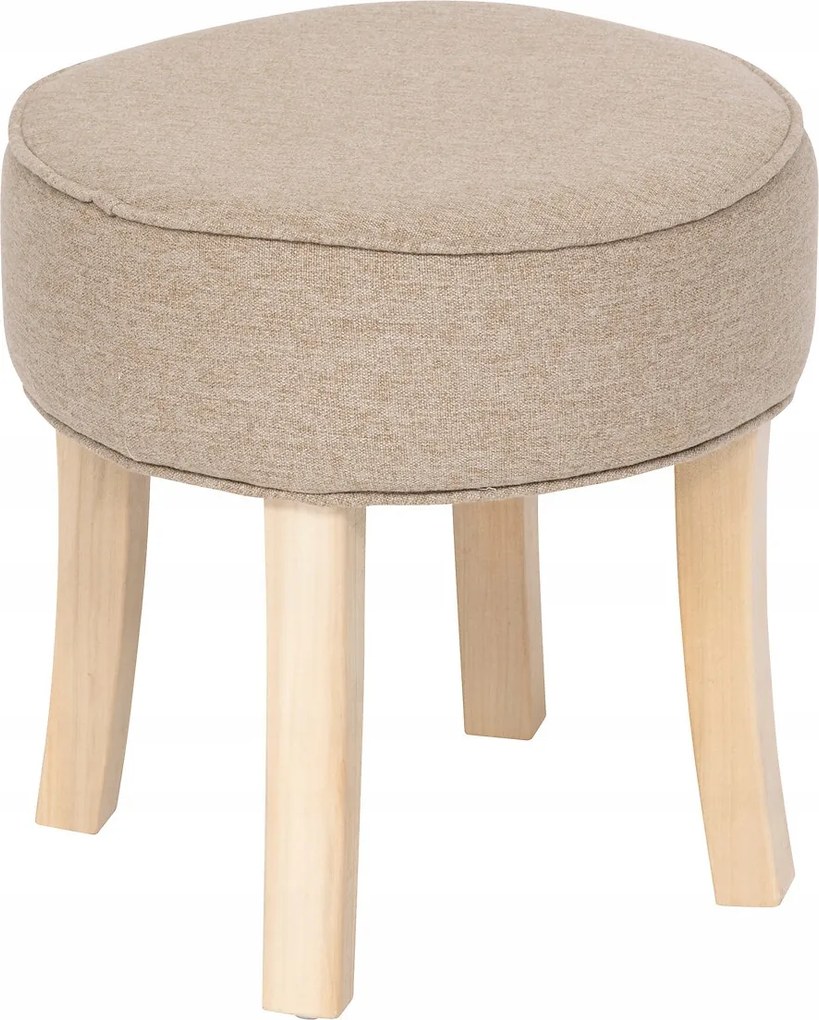 Kárpitozott Fa Szék Ø 35 CM Fésülködőasztalhoz Bézs Pu 110 Kg