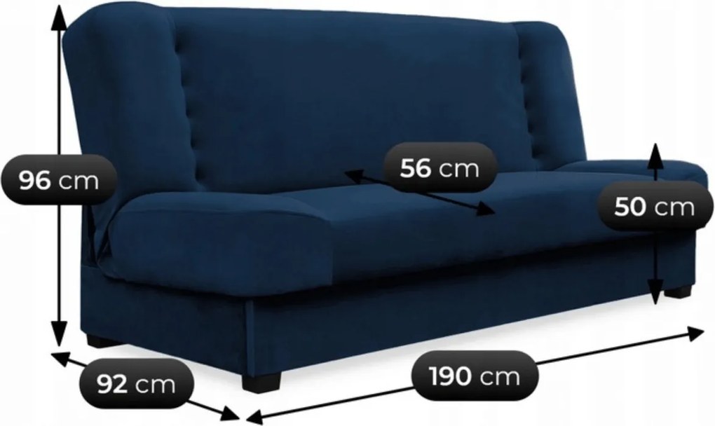 Zestaw 2x Wersalka Rozkładana PIANO Granatowa Welurowa