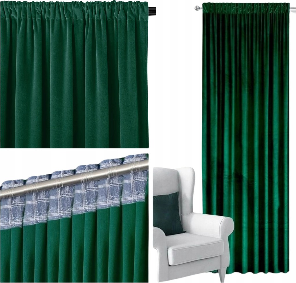 Sötétítő Függöny Velúr Velvet Szalag Béka 140X250 Üveg Zöld