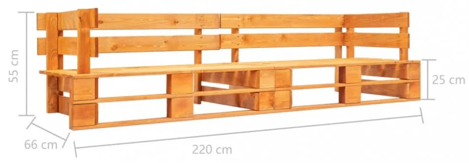 2 személyes mézbarna fa kerti raklapkanapé