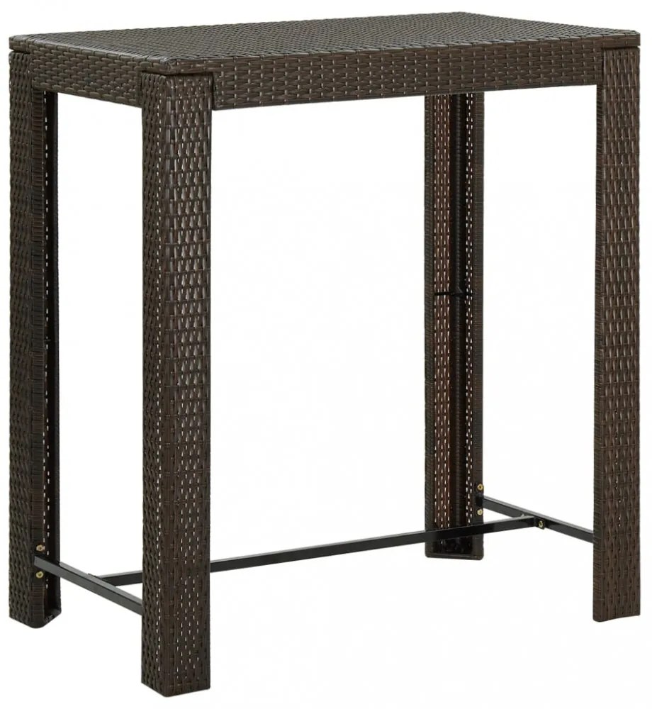 barna polyrattan kerti bárasztal 100 x 60,5 x 110,5 cm