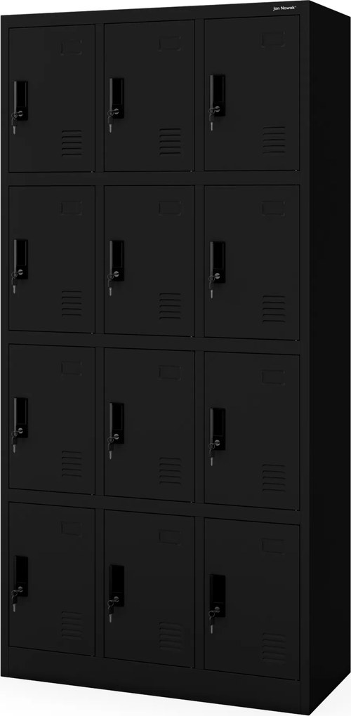 Fekete MARCIN fém BHP uzsonnás szekrény, 900 x 1850 x 400 mm