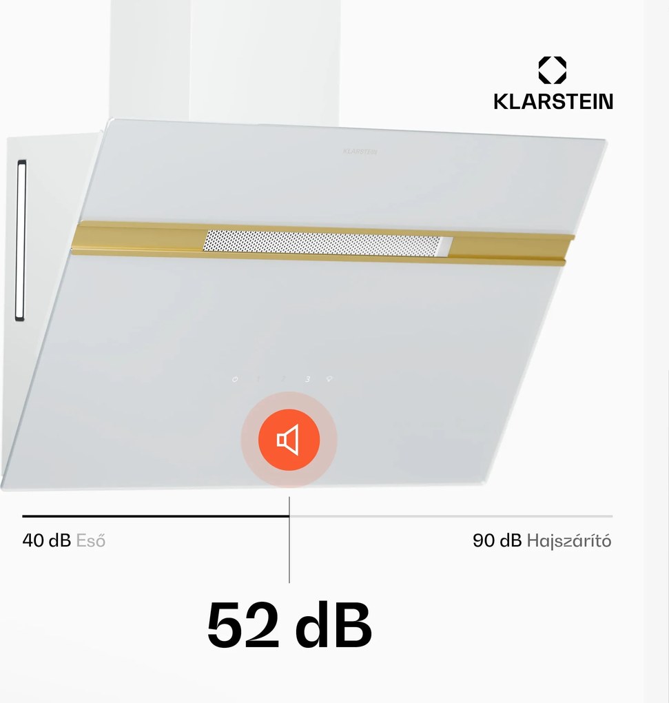 Klarstein Alina páraelszívó, EEK A, Touch, LED világítás, Elszívás/visszaforgatás, 600 m³/h
