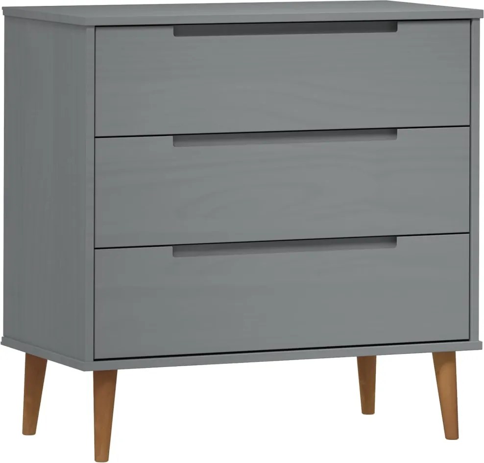 vidaXL MOLDE szürke tömör fenyőfa fiókos szekrény 80 x 40 x 80 cm