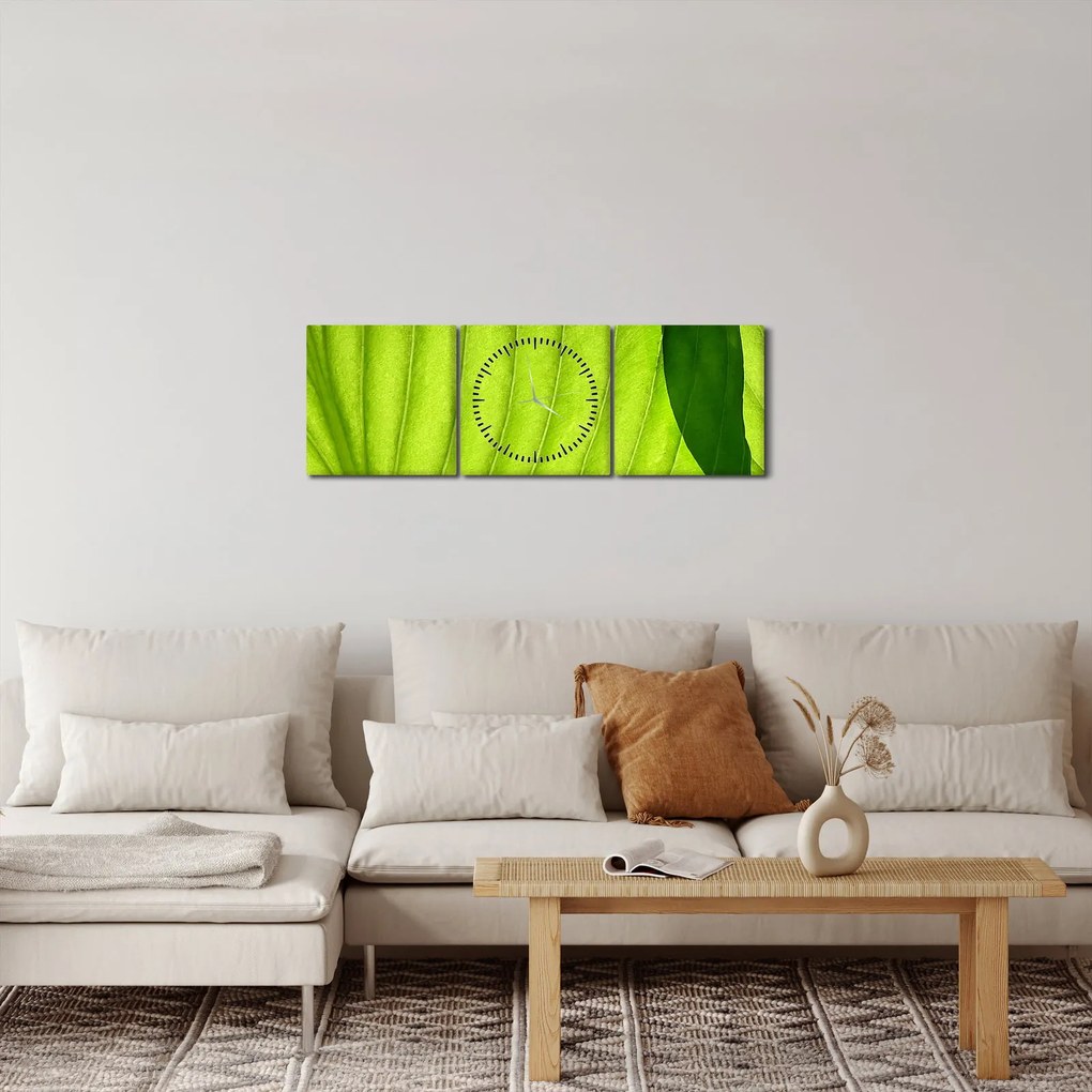 Kép - Zöld levél részlete (órával) (90x30 cm)