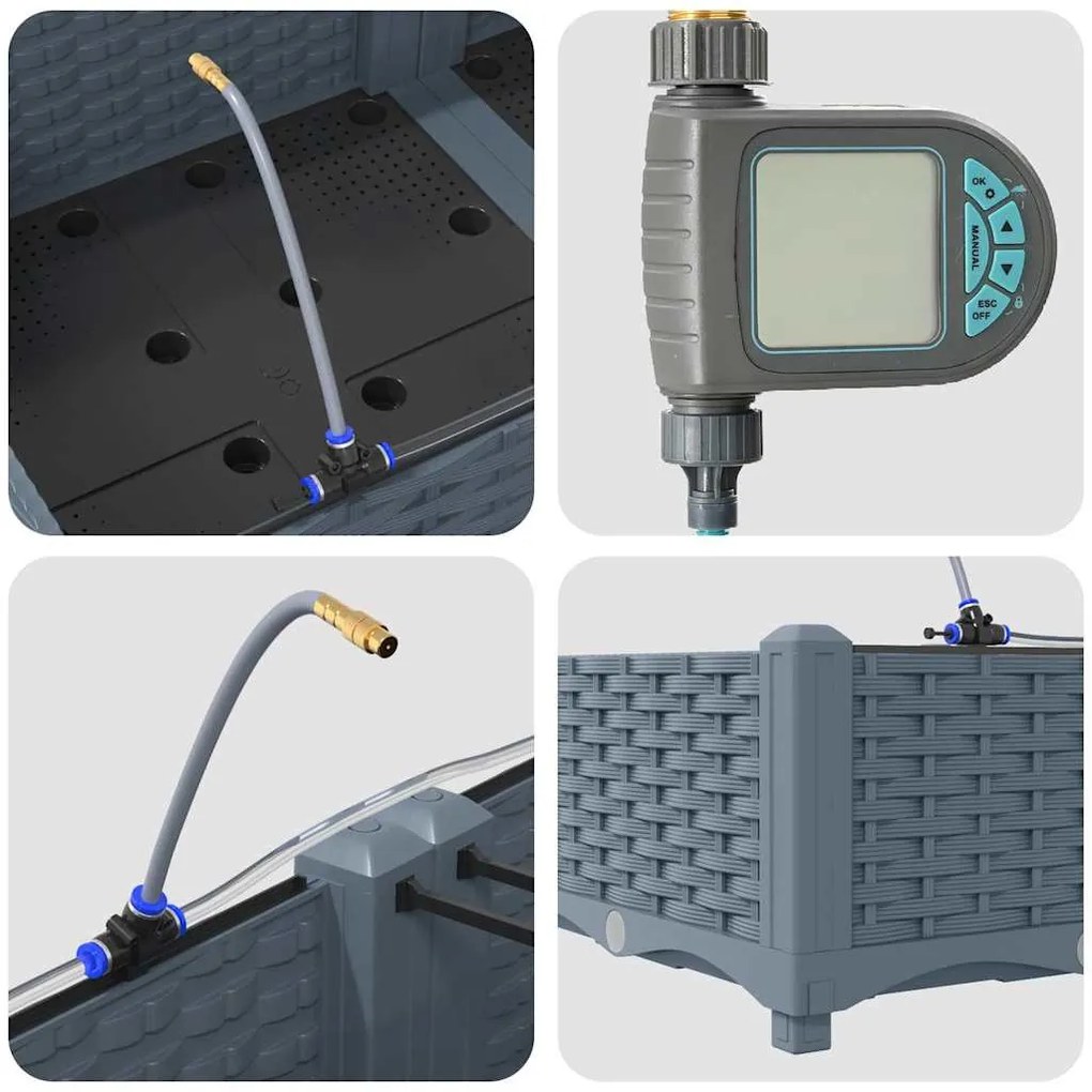 Kerti ültetők Világosszürke 160 x 40 x 22 cm Acél