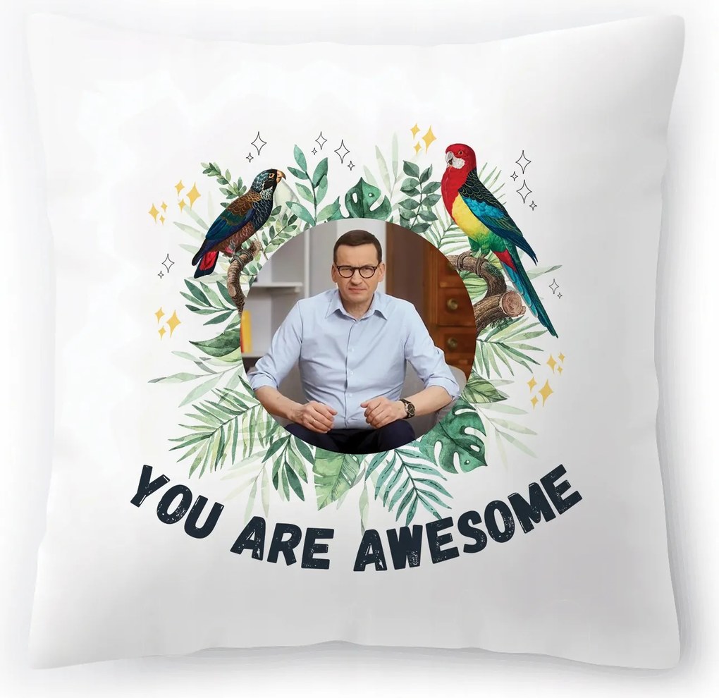 Mateusz Morawiecki Pis Premier párna Ajándék Nyomtatott Fotóval