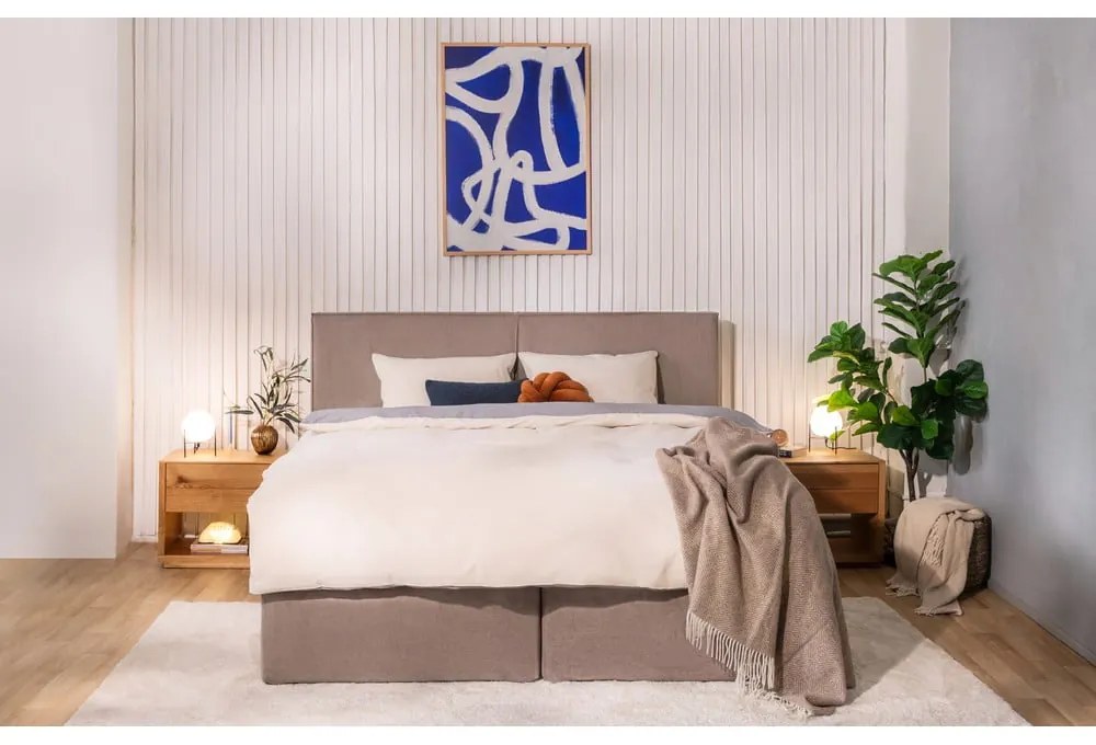 Szürkésbarna boxspring ágy 180x200 cm Olia Bold – Bonami Selection
