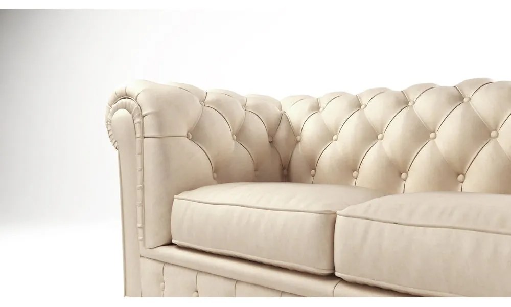 Krémszínű bársony kanapé 184 cm Cambridge – Ropez