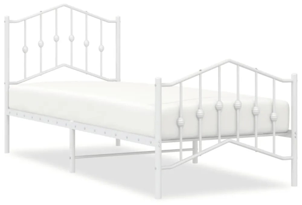 fehér fém ágykeret fej- és lábtámlával 80 x 200 cm