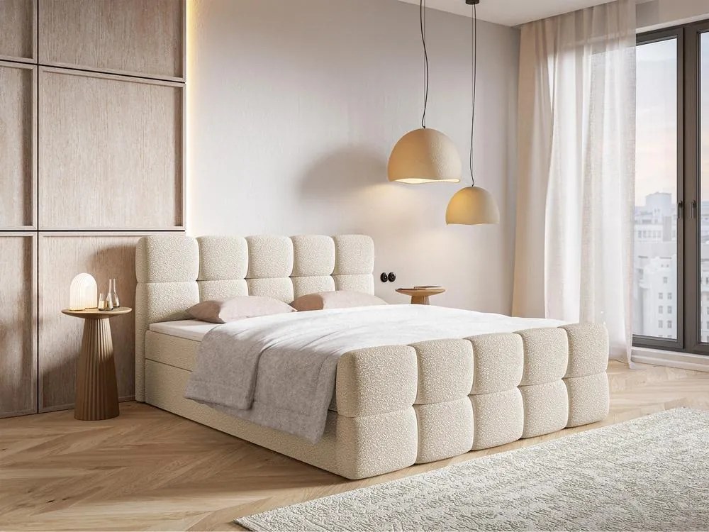 Kontinentális franciaágy 180 cm Cirsten 180C (ágyráccsal és matraccal) (tárolóhellyel) (világos bézs). Akció -16%. 1100156