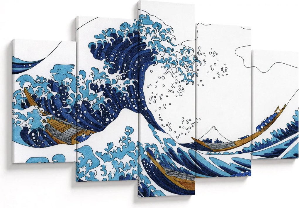 Kép - japán rajz, hullámok (150x105 cm)