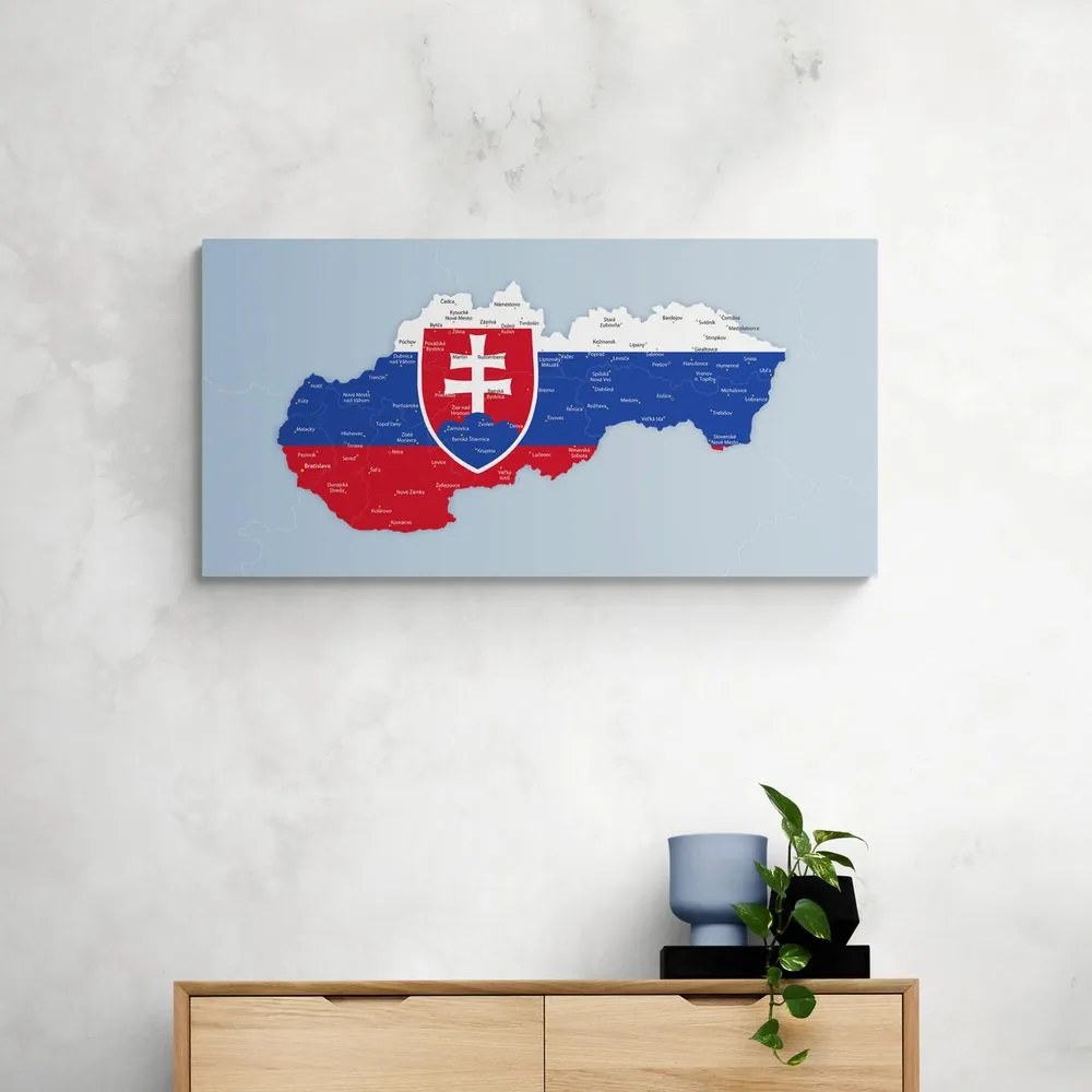 Obraz na korku mapa Slovenska so štátnym znakom