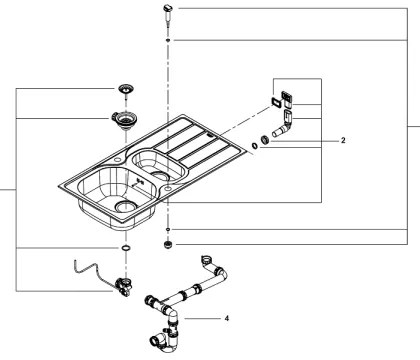 GROHE 31564SD1 - K200 konyhai mosogató 965 × 500 mm rozsdamentes acél