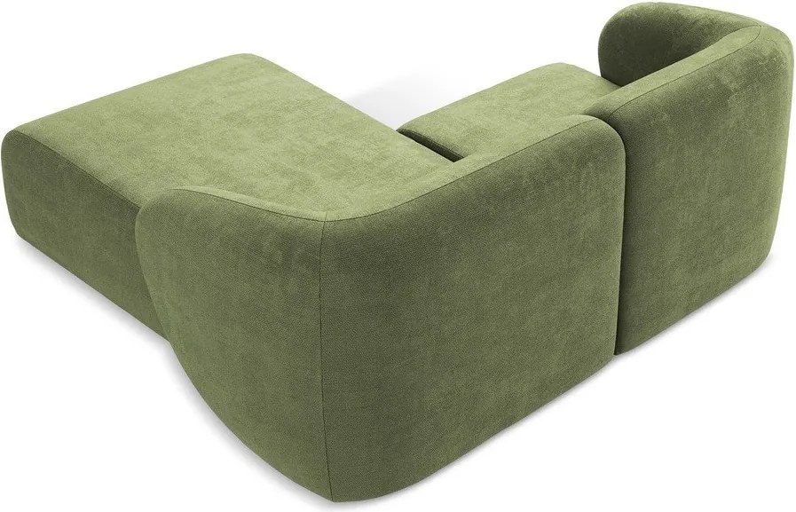 Zöld zsenília sarokkanapé (jobb oldali-heverő résszel) Lani – Makamii