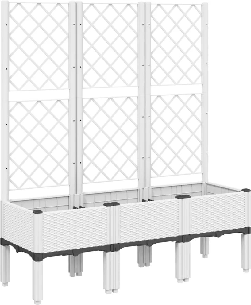 vidaXL fehér polipropilén rácsos kerti ültetőláda 120 x 40 x 142 cm