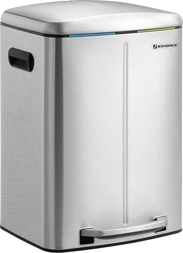 Dupla szemetes, 2 x 20 literes konyhai szemetes, ezüst