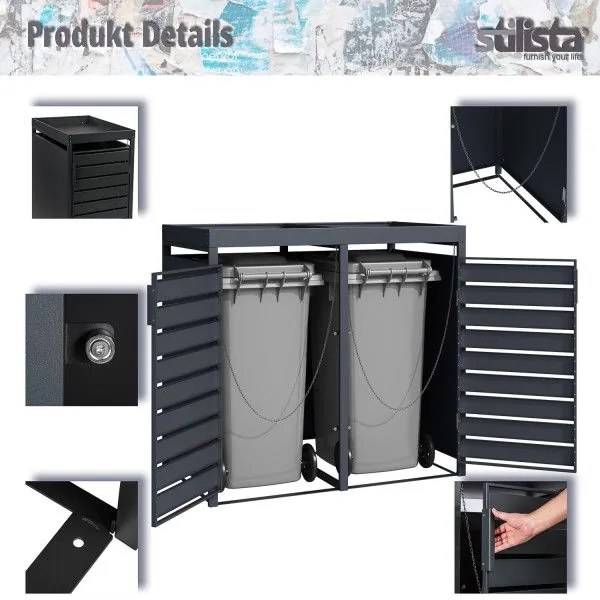 STILISTA Szekrény 1 szemetesre 68 x 124 x 80 cm antracit