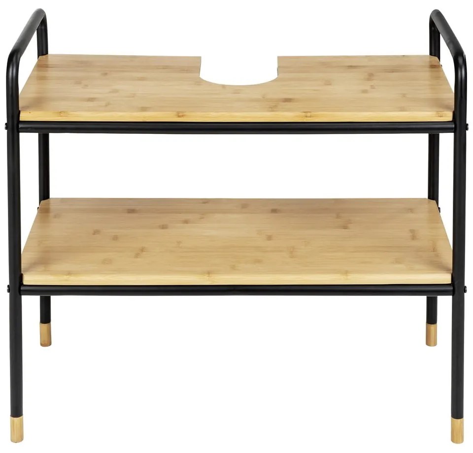 Fekete-natúr színű bambusz mosdó alatti szekrény 70x60 cm Loft – Wenko