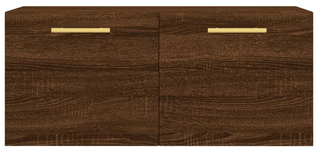 Barna tölgyszínű szerelt fa faliszekrény 80x36,5x35 cm