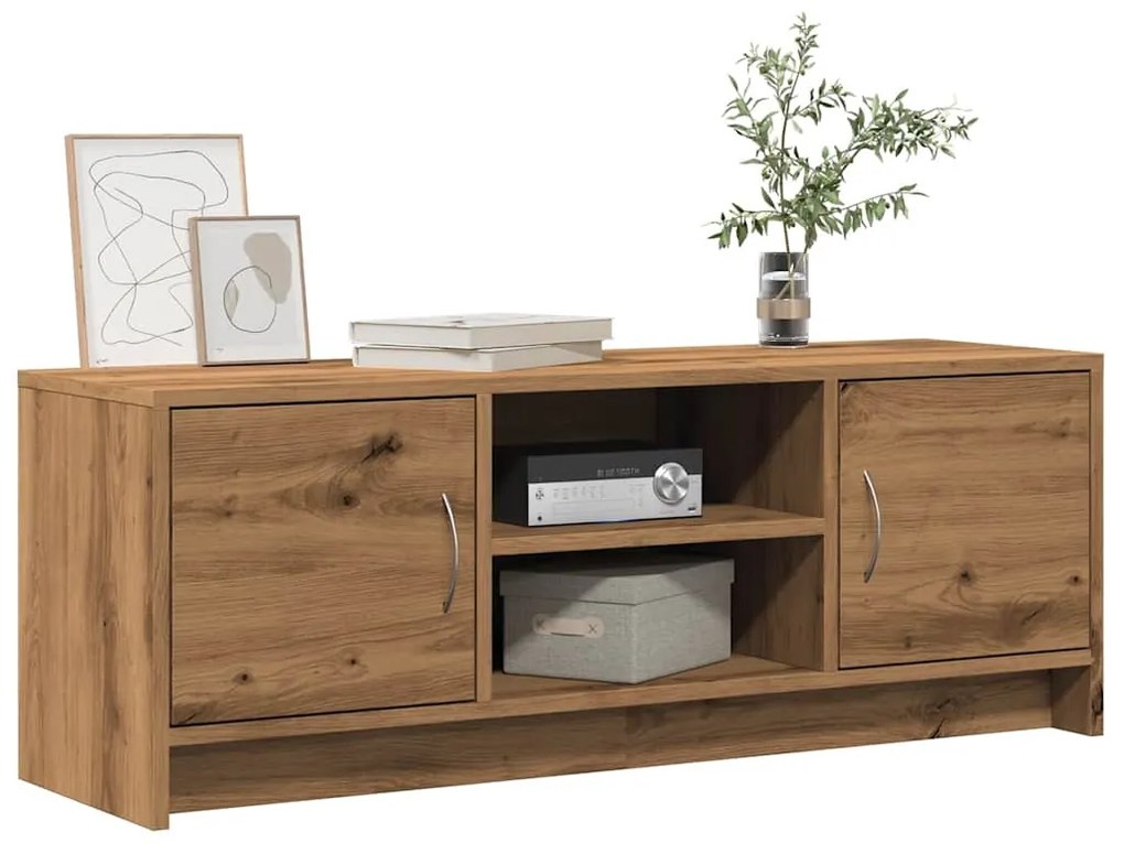 kézműves tölgy színű szerelt fa TV-szekrény 102x30x37,5 cm