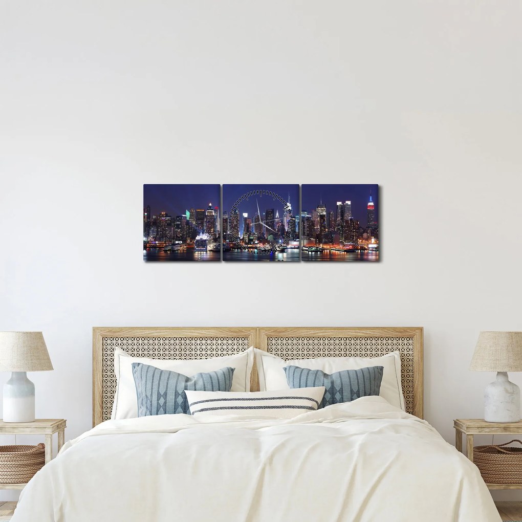 Kép - New York-i felhőkarcolók megvilágítva (órával) (90x30 cm)