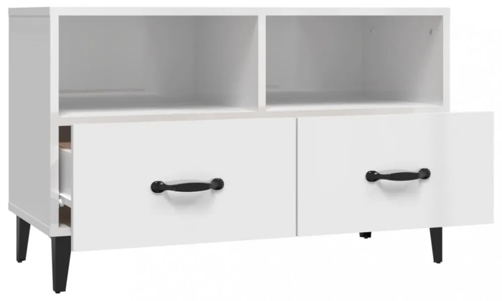 fehér magasfényű szerelt fa TV-szekrény 80x36x50 cm