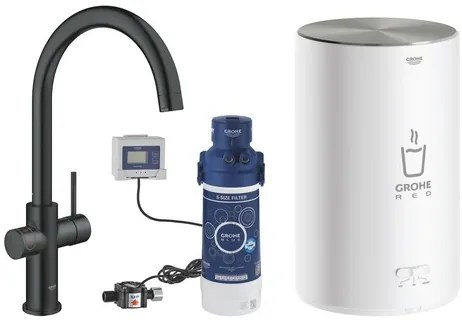 Mosogató csaptelep GROHE Red Duo leeresztőszeleppel bársony fekete 30083KS1