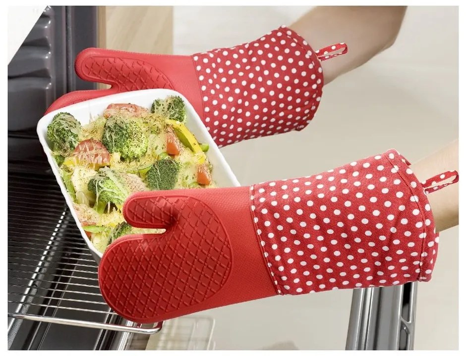 Oven 2 db piros szilikon edényfogó kesztyű - Wenko