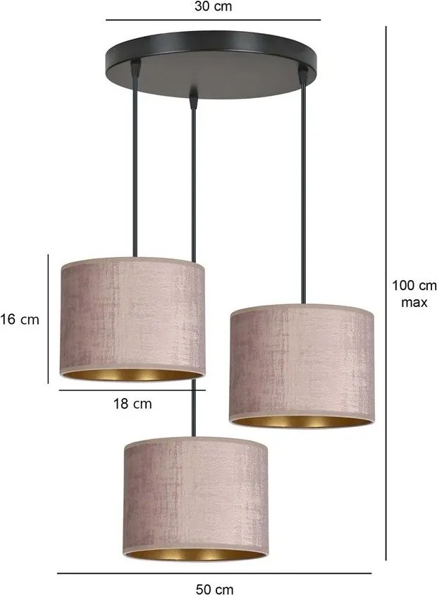 Emibig modern függeszték hilde fekete rózsaszín emi1053/3prem