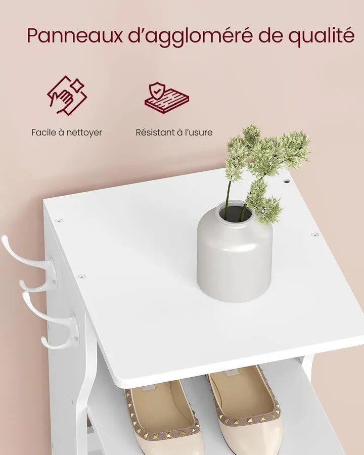 Keskeny cipőtartó, 9 szintes, 30 x 26,4 x 147 cm, matt fehér