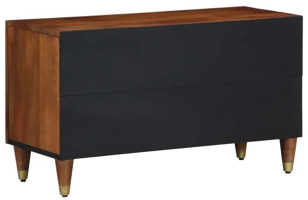TV Szekrény Mézbarna Tömör mangófa, MDF 80 x 33 x 46 cm