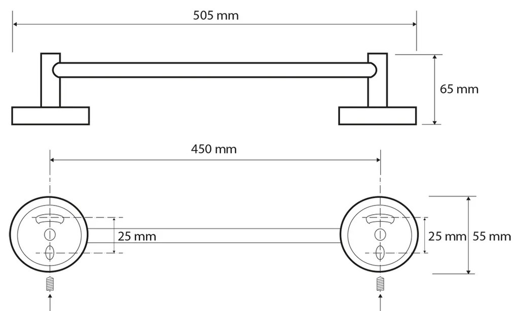 SAPHO XR408 X-Round E törölközőtartó 50 cm , ezüst