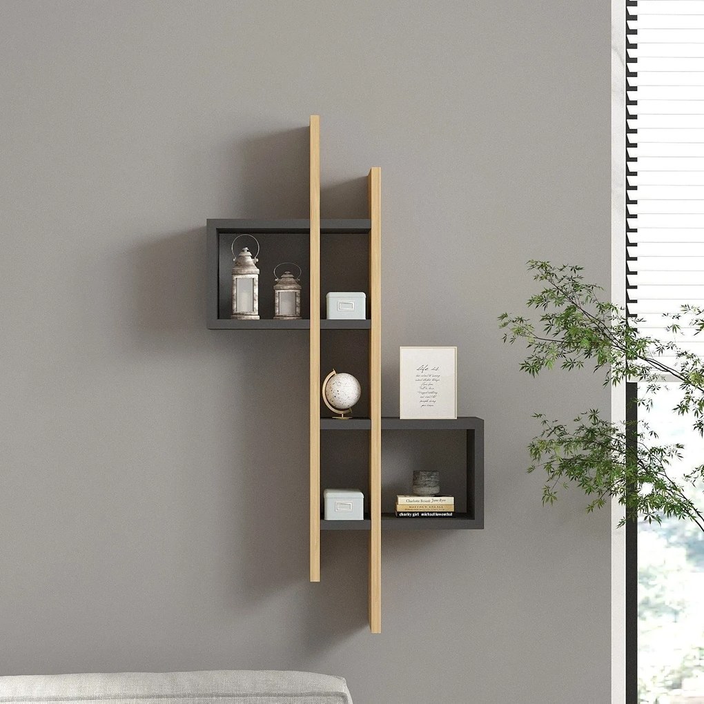 Fali polc Emse - Sapphire Oak, Anthracite