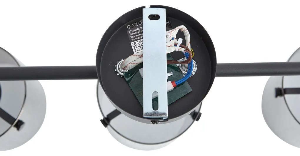 Design mennyezeti spotlámpa fekete füstüveggel 3-lámpás - Domo