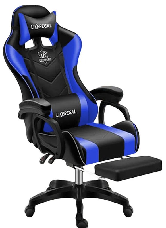 Likeregal 920 gamer szék lábtartóval kék masszázs funkcióval (LI-SW110BL)