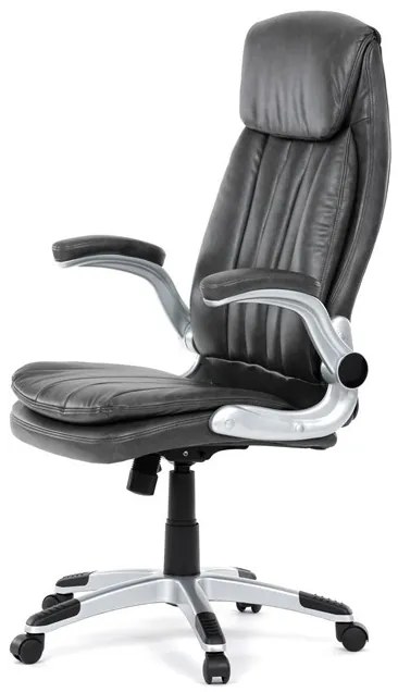 Szürke Ökobőr Irodai Főnöki Szék Hinta Mechanikával. KA-F1218 GREY