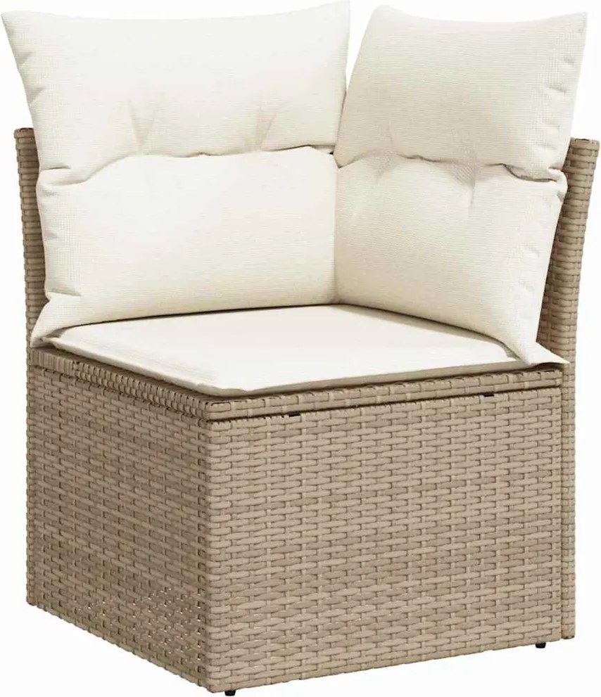 vidaXL Kerti Kanapé Szett párnával tárolóval 8 pcs Bézs Poli rattan